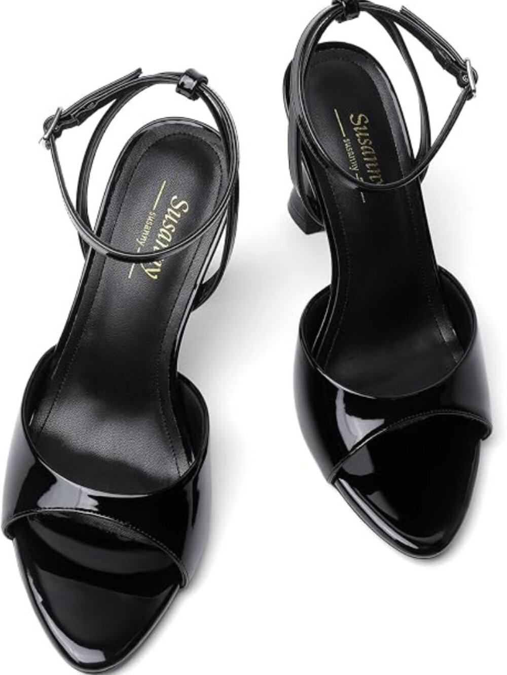 High Heels for Women Pointed Open Toe Strappy Chunky Block Heels